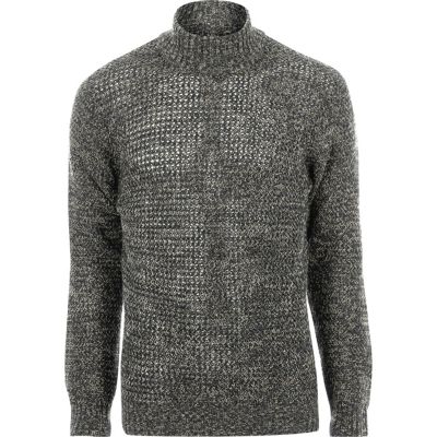 Green Only & Sons twist knit roll neck jumper